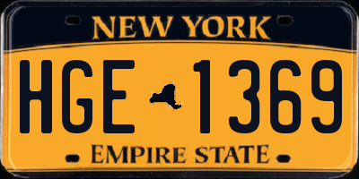 NY license plate HGE1369