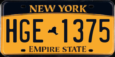 NY license plate HGE1375