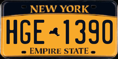 NY license plate HGE1390
