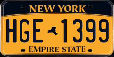 NY license plate HGE1399