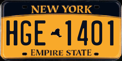 NY license plate HGE1401