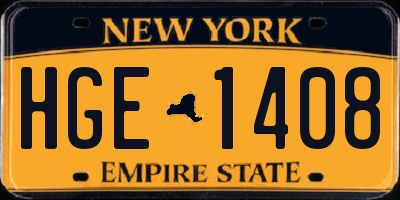 NY license plate HGE1408