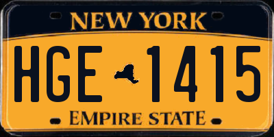 NY license plate HGE1415