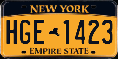 NY license plate HGE1423