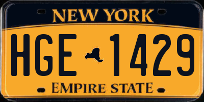 NY license plate HGE1429