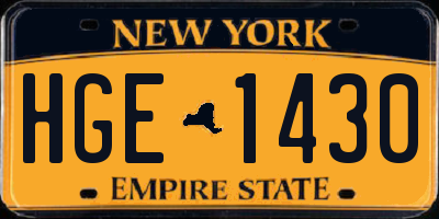 NY license plate HGE1430