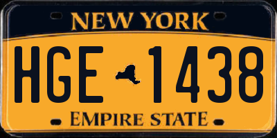 NY license plate HGE1438