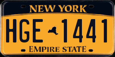 NY license plate HGE1441