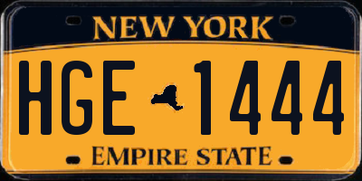 NY license plate HGE1444
