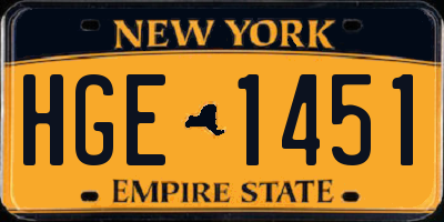 NY license plate HGE1451