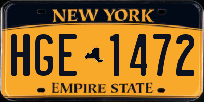NY license plate HGE1472