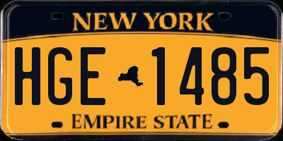 NY license plate HGE1485