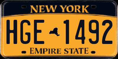 NY license plate HGE1492