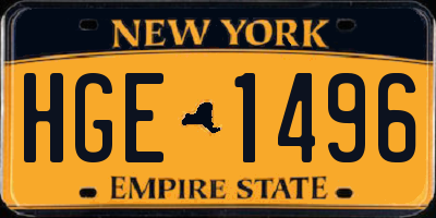 NY license plate HGE1496
