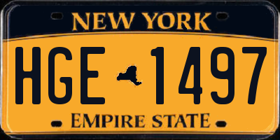 NY license plate HGE1497