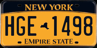 NY license plate HGE1498