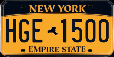 NY license plate HGE1500