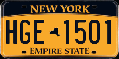 NY license plate HGE1501