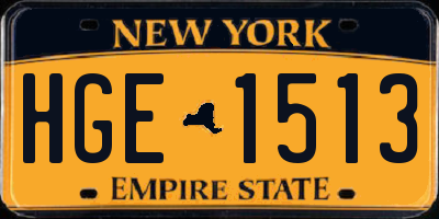 NY license plate HGE1513