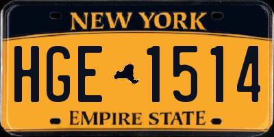 NY license plate HGE1514