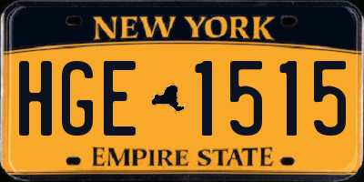 NY license plate HGE1515