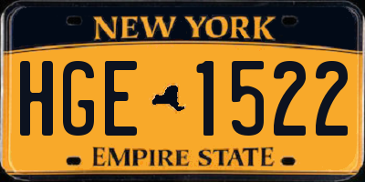 NY license plate HGE1522
