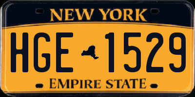 NY license plate HGE1529