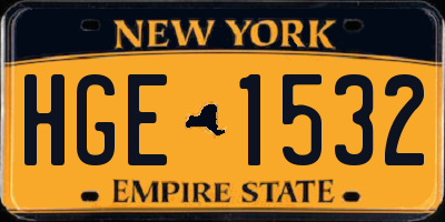 NY license plate HGE1532