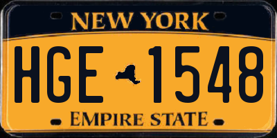 NY license plate HGE1548