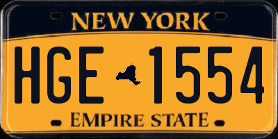 NY license plate HGE1554