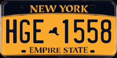 NY license plate HGE1558