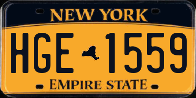 NY license plate HGE1559