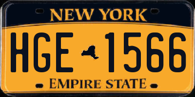 NY license plate HGE1566
