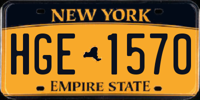 NY license plate HGE1570