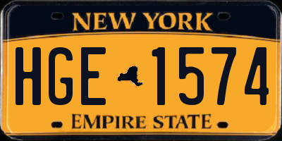 NY license plate HGE1574