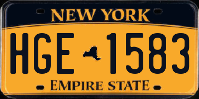 NY license plate HGE1583