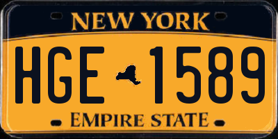 NY license plate HGE1589