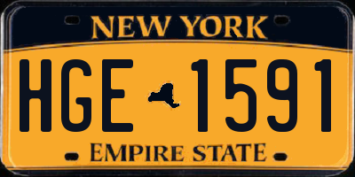NY license plate HGE1591