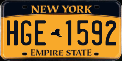 NY license plate HGE1592