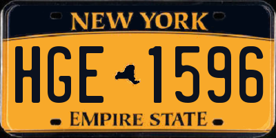 NY license plate HGE1596