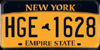 NY license plate HGE1628