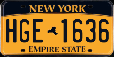 NY license plate HGE1636
