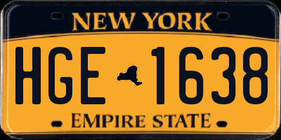 NY license plate HGE1638