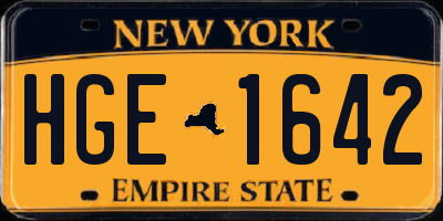 NY license plate HGE1642