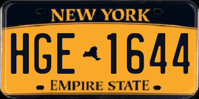 NY license plate HGE1644