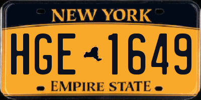 NY license plate HGE1649