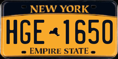 NY license plate HGE1650