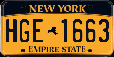 NY license plate HGE1663