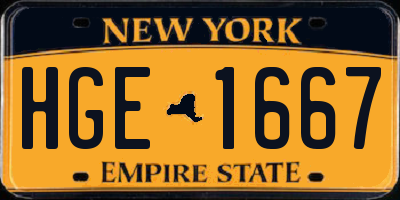NY license plate HGE1667