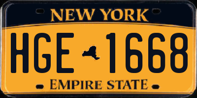 NY license plate HGE1668